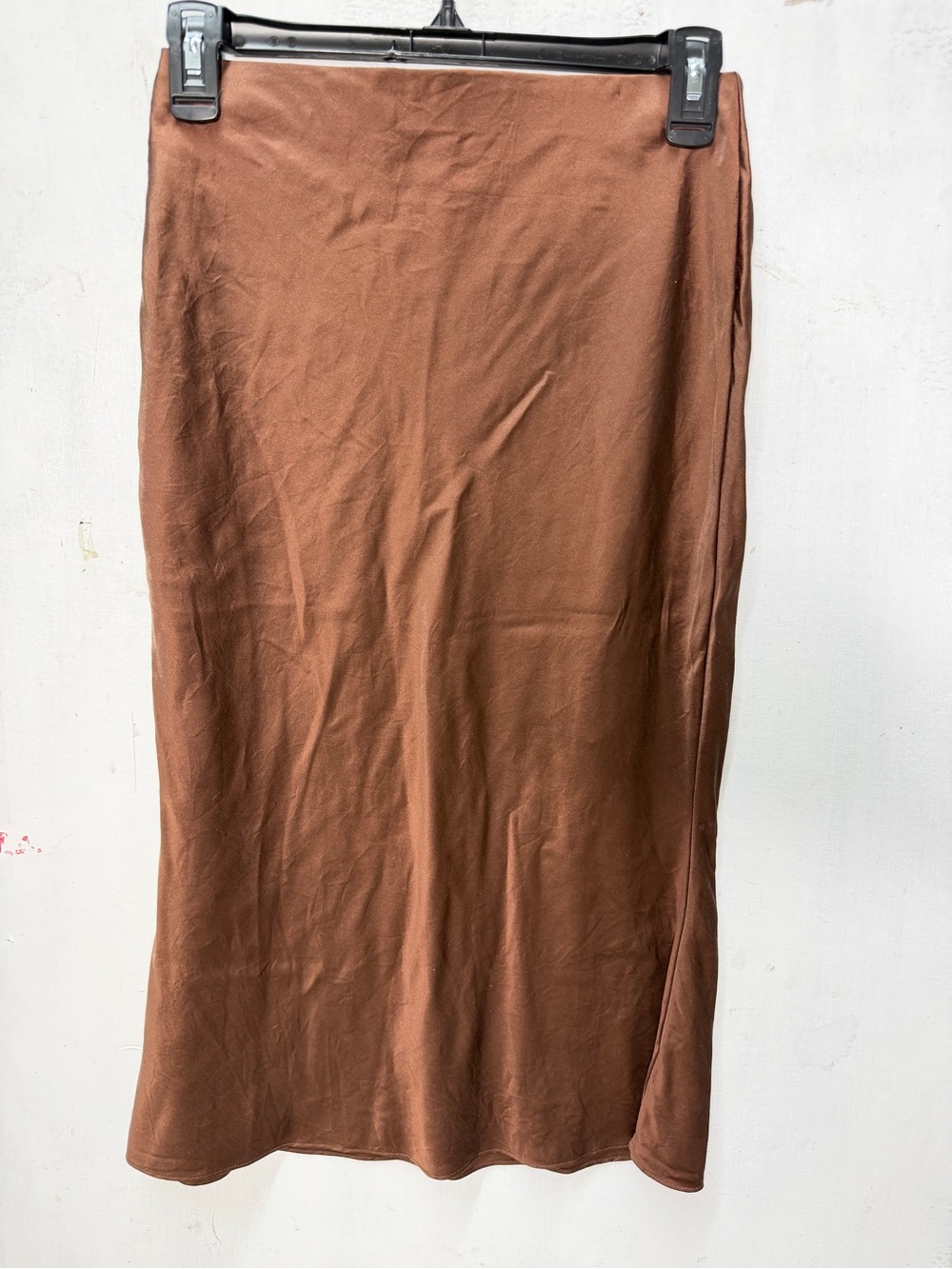 Ravella Silk Brown Midi Slip Skirt xs